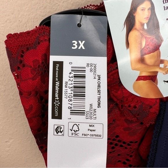 NEW 3X ADORE ME CHELSEY THONG SET BLUE RED LACE GIFT PLUS LINGERIE - Picture 2 of 7